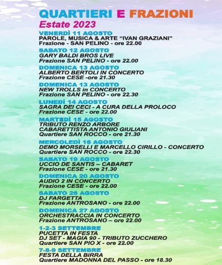 ESTATE AD AVEZZANO: NON SOLO CENTRO CITTA’, TUTTI GLI EVENTI IN PROGRAMMA NELLE FRAZIONI | Ultime notizie di cronaca Abruzzo
