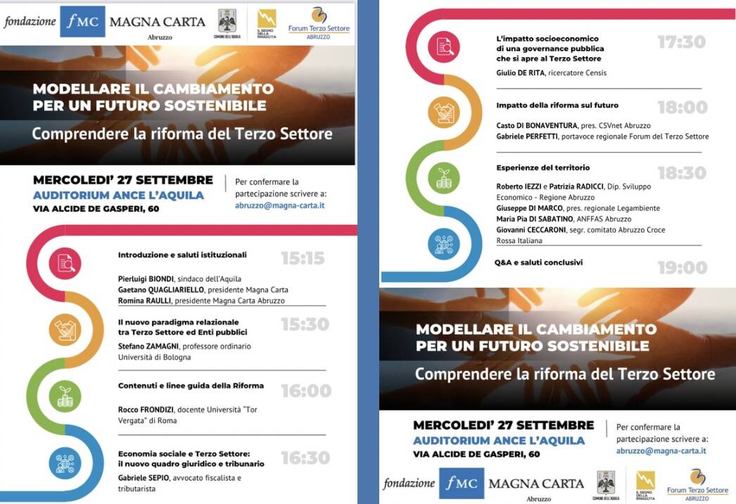 Terzo settore, evento di Magna Carta con istituzioni ed esperti