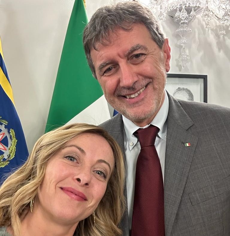 Giorgia Meloni incontra Marco Marsilio a Palazzo Chigi