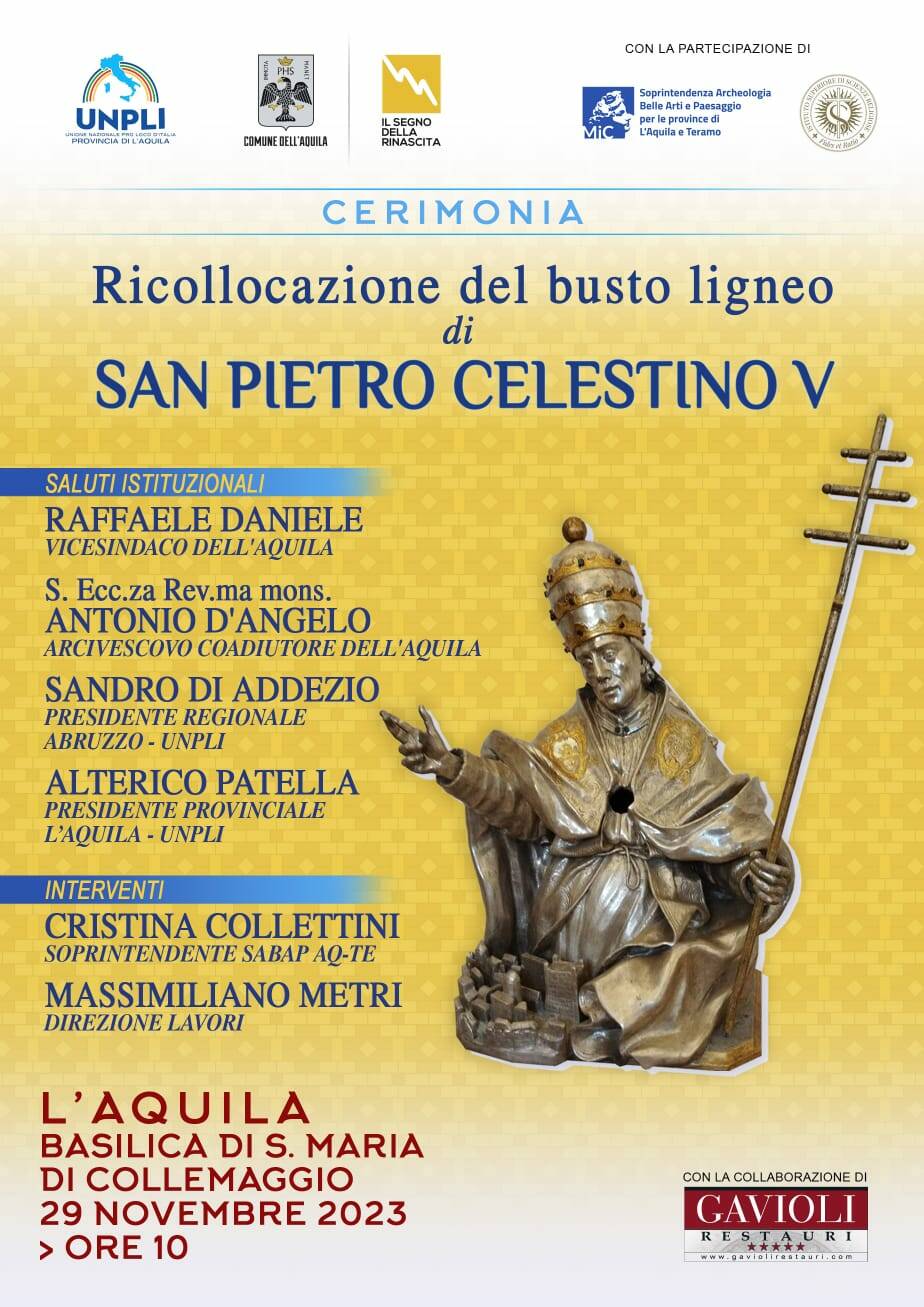 San Pietro Celestino V, il busto ligneo torna a Collemaggio dopo il restauro
