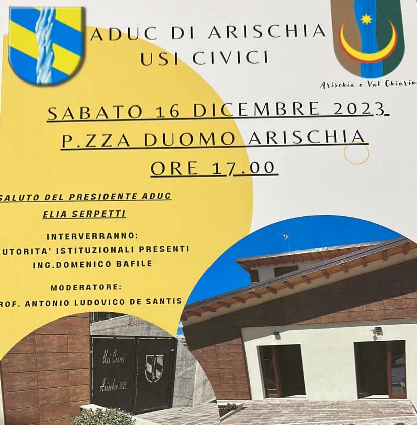 L’AQUILA: SABATO INAUGURAZIONE NUOVA SEDE ADUC DI ARISCHIA | Ultime notizie di cronaca Abruzzo