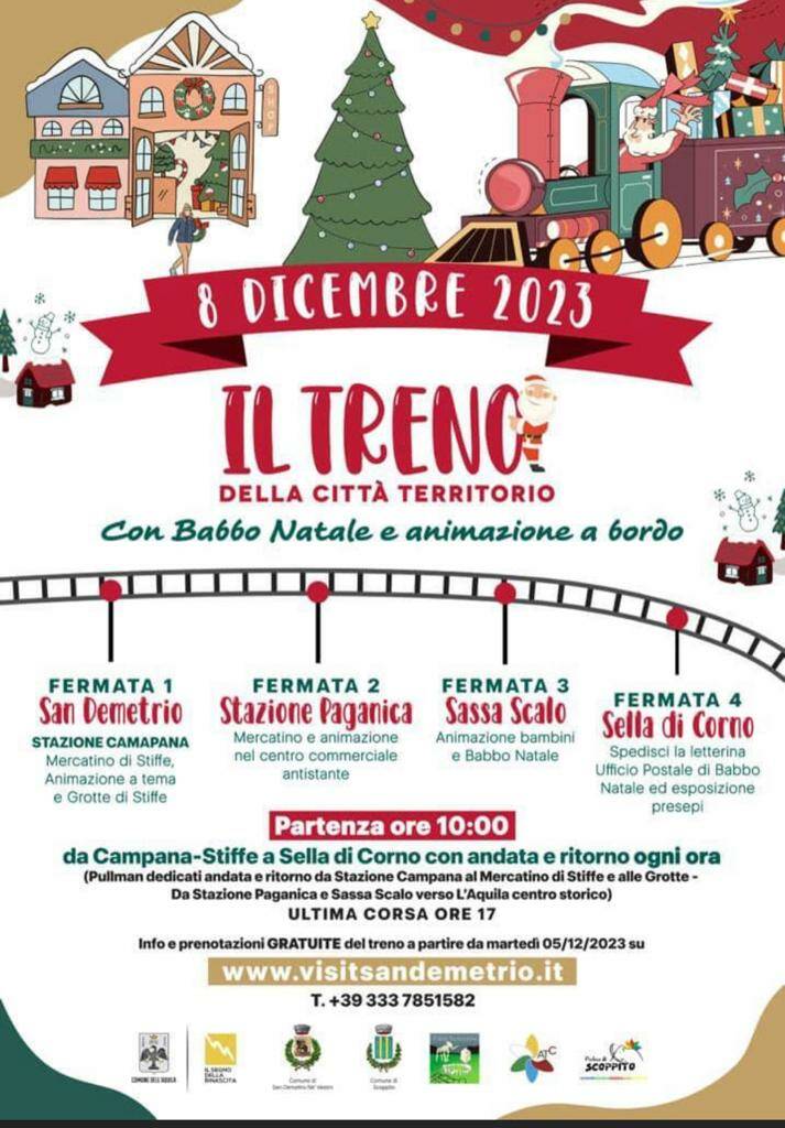 Il treno della città territorio, un magico viaggio di Natale da Stiffe a Scoppito