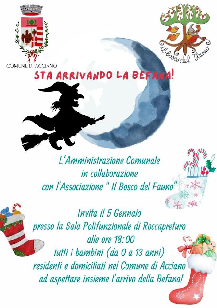 APPUNTAMENTO PER TUTTI I BAMBINI IL 5 GENNAIO A ROCCAPRETURO.