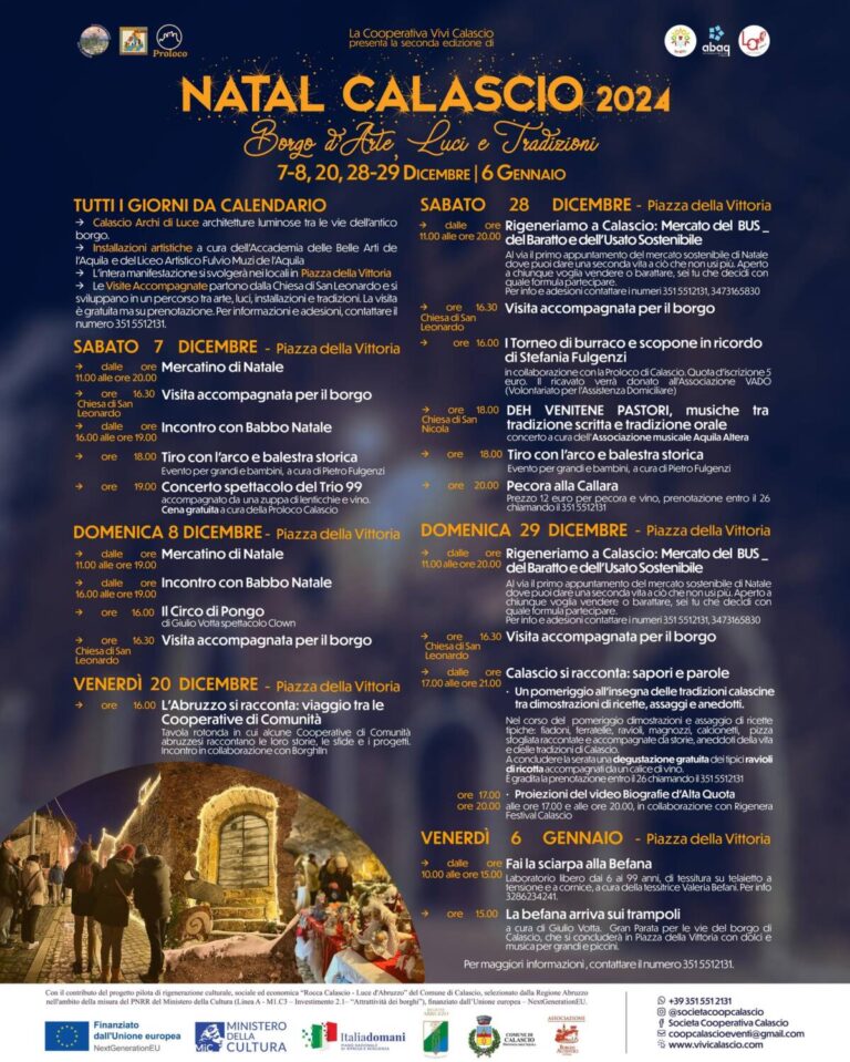 NATAL CALASCIO 2024: UN NATALE SPECIALE TRA MERCATINI ED EVENTI | Notizie di cronaca