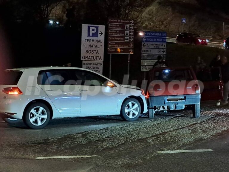 Incidente al Circuito di Collemaggio, scontro tra due auto