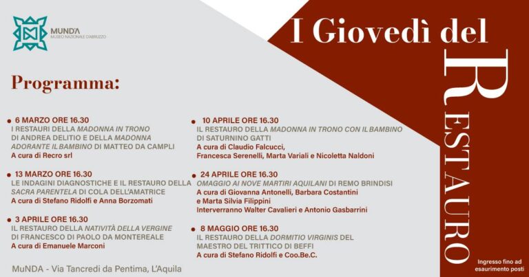 MUNDA: “I GIOVEDI’ DEL RESTAURO”, AL VIA CICLO DI INCONTRI | Notizie di cronaca