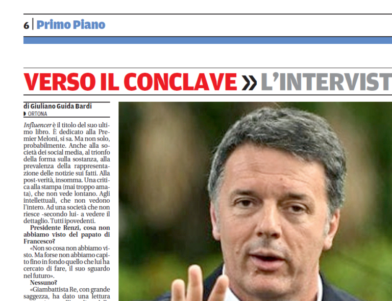 Politica, intervista di Matteo Renzi a “il Centro”
