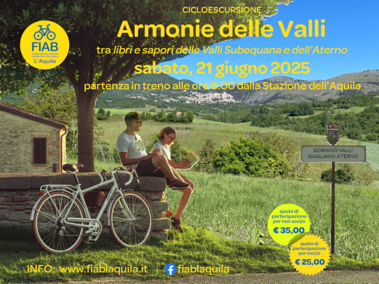 AL VIA IL 21 GIUGNO LA CICLOTURISTICA TRA LA VALLE SUBEQUANA E L’AQUILA | Notizie di cronaca